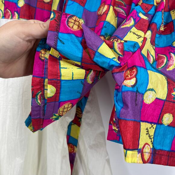 Vtg Slades Windbreaker Shorts Jacket Outfit Neon & White 100% Nylon Women Small - Picture 5 of 9